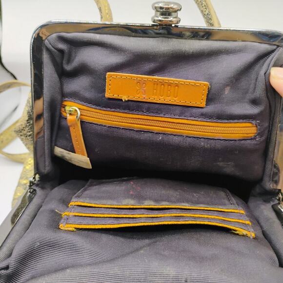 HOBO Glam Snake Leather Brown GINGER Satchel Crossbody Frame Convertible Bag - Picture 9 of 9